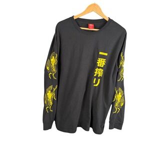 Been Trill Mens XL Black Long Sleeve Graphic T-Shirt Japanese Text Yellow Logo